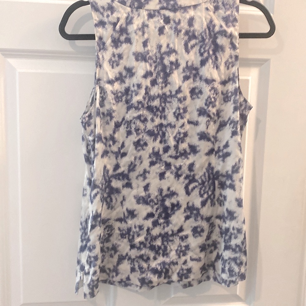 Halogen Silk White & Purple Silk Tanktop Blouse - Picture 4 of 11
